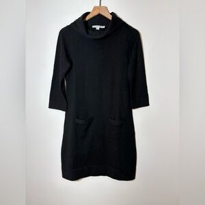 Boden Black Mini Dress Women’s Sz 8R 3/4 Sleeve Wool Pullover Dress